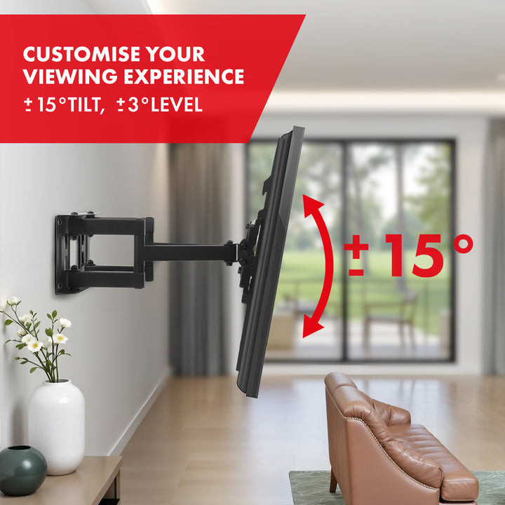 Supporto TV Maclean, max VESA 400x400, 32-75", 50 kg, regolazione angolo orizzontale e verticale, profilo 80-380 mm, nero, MC-788