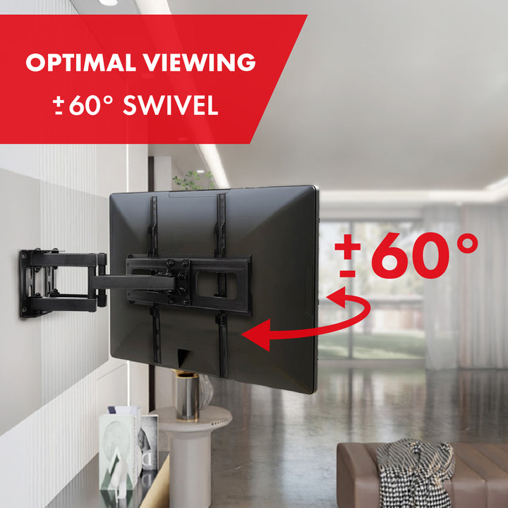 Supporto TV Maclean, max VESA 400x400, 32-75", 50 kg, regolazione angolo orizzontale e verticale, profilo 80-380 mm, nero, MC-788