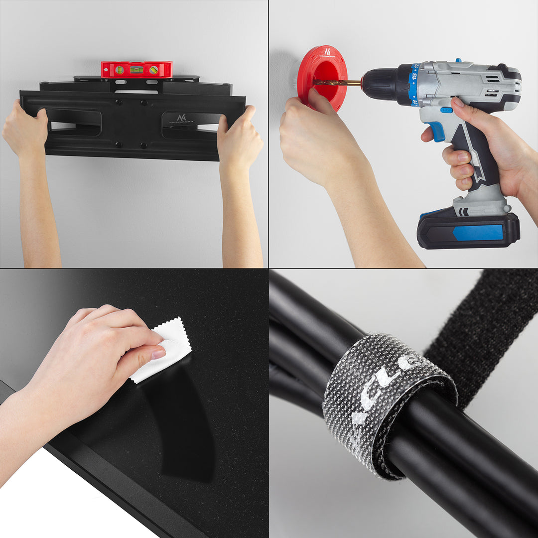Supporto TV Maclean, VESA max 600x400, 32-85", 60 kg, regolazione angolo orizzontale e verticale, profilo 65-390 mm, nero, MC-789
