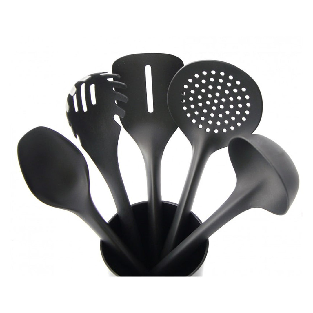 Set di 5 utensili da cucina + contenitore da 15 cm nero Practic Handy