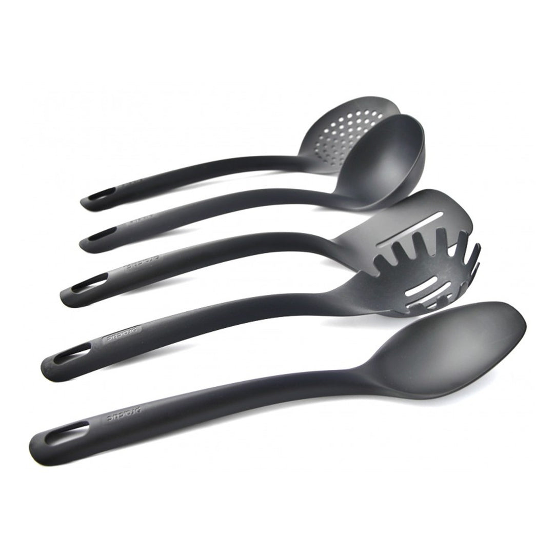 Set di 5 utensili da cucina + contenitore da 15 cm nero Practic Handy