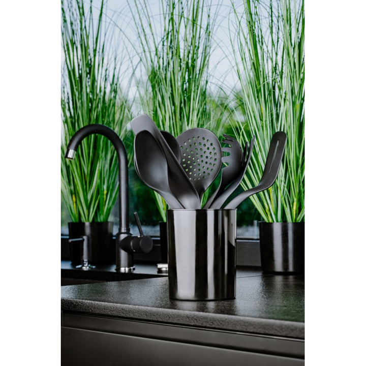 Set di 5 utensili da cucina + contenitore da 15 cm nero Practic Handy