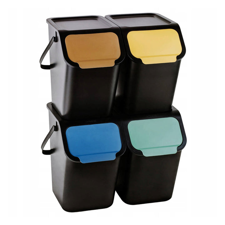 Set di contenitori Practic, per la raccolta differenziata, 4x25l, nero, Bini 10100577
