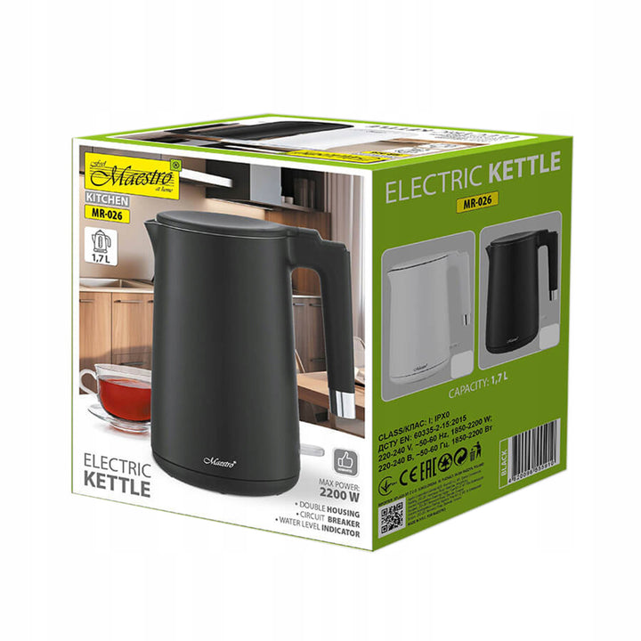 Bollitore elettrico Maestro, 1800W, 1,7l, nero, MR-026