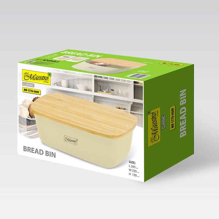 Maestro, Portapane con coperchio in bambù, 35 x 24 x 12 cm, MR-1776-IVORY