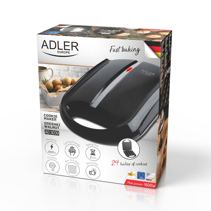 Tostapane per noccioline e biscotti al burro di arachidi Adler, 24 pezzi max 1600W, nero, AD 3039b