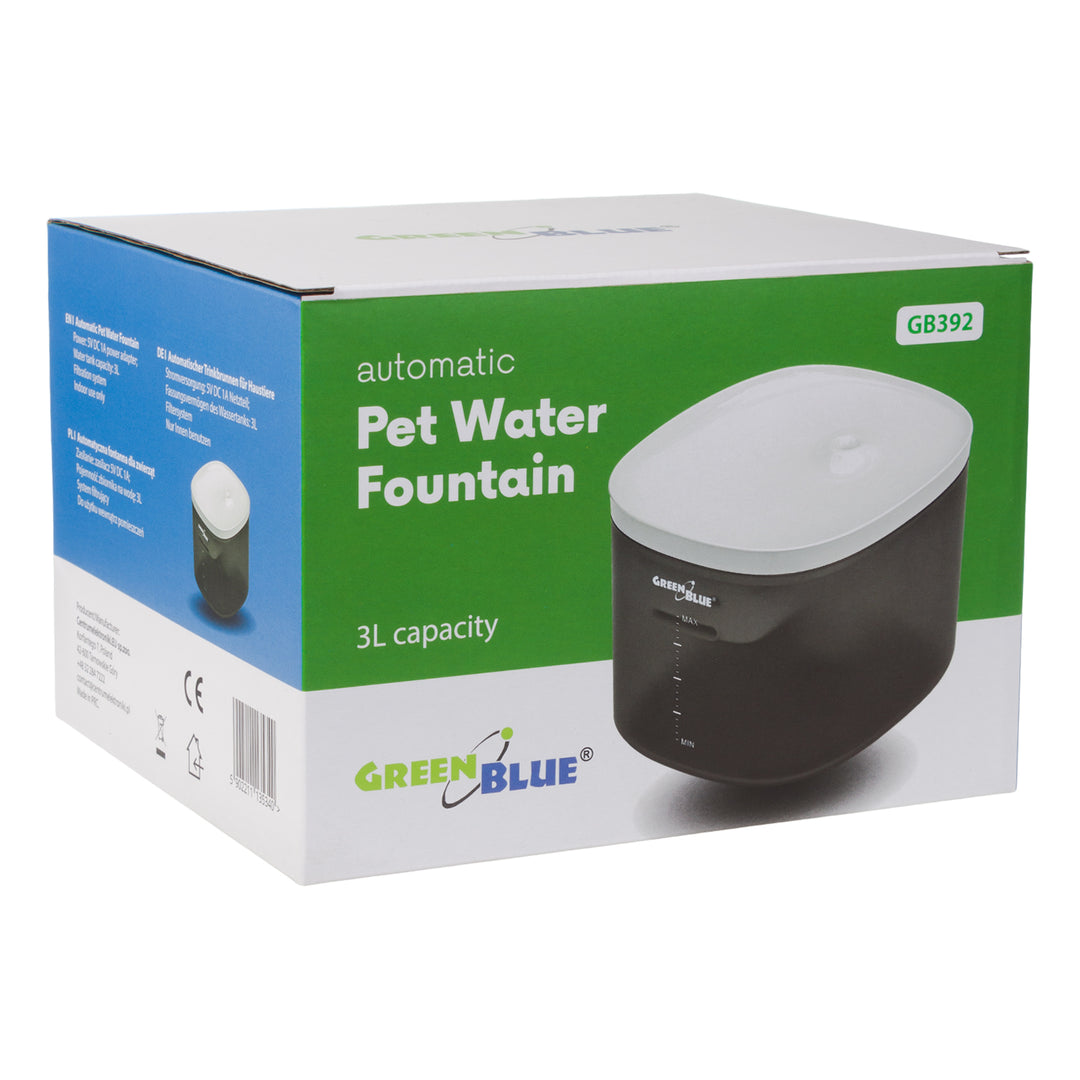 GreenBlue distributore automatico di acqua / abbeveratoio per animali domestici, 3L, USB 5V1A, GB392 + 6 filtri di ricambio GB394