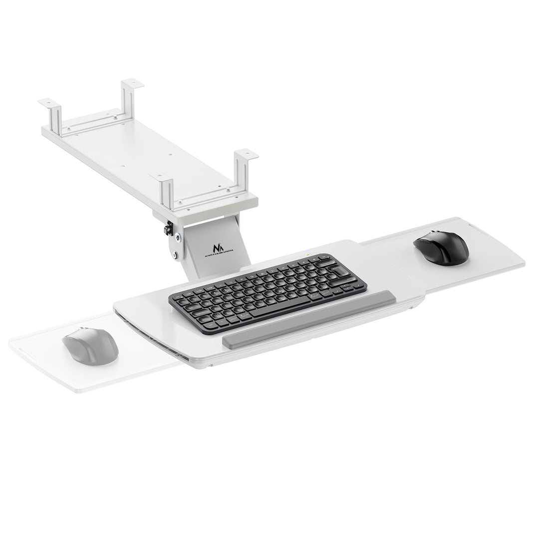 Supporto per tastiera sotto la scrivania Maclean, regolabile, max. 5 kg, bianco, MC56 W. 5 kg, bianco, MC-156 W