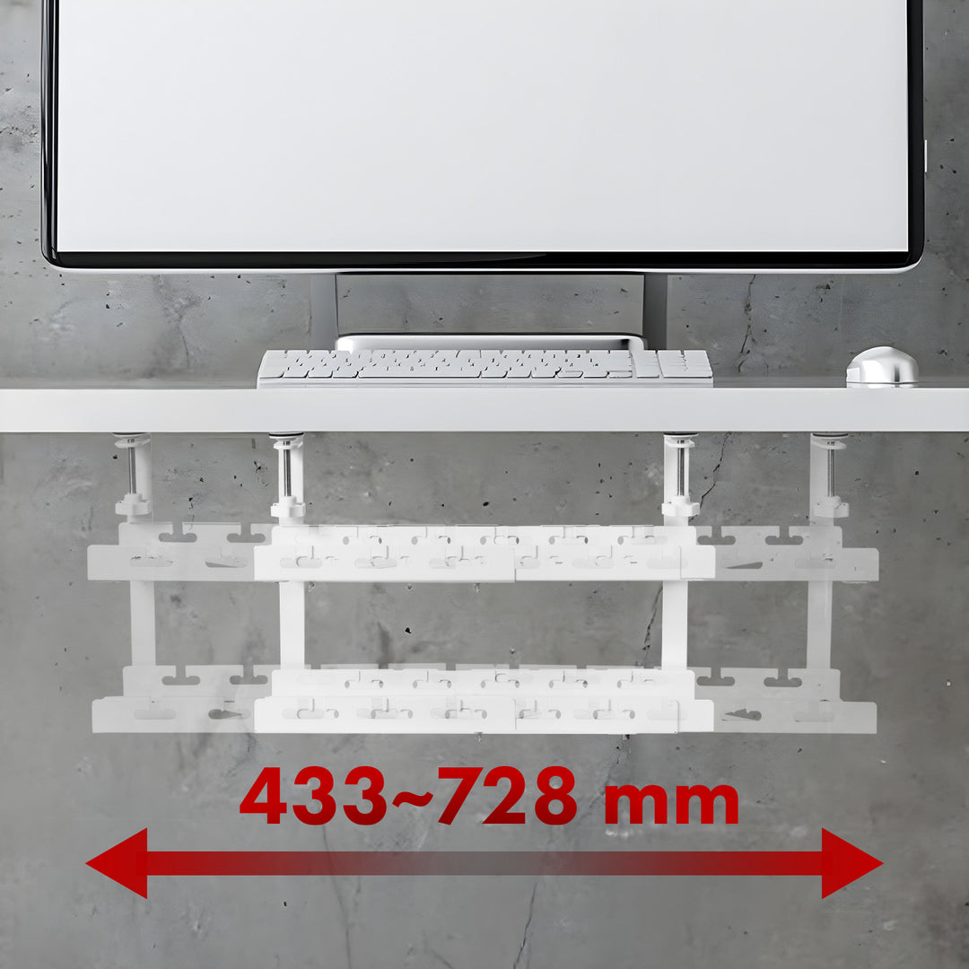 Organizzatore di cavi sotto la scrivania Maclean, carico massimo 5 kg, massimo 728 mm, 2 livelli, bianco, MC-102 W. 728 mm, 2 livelli, bianco, MC-102 W