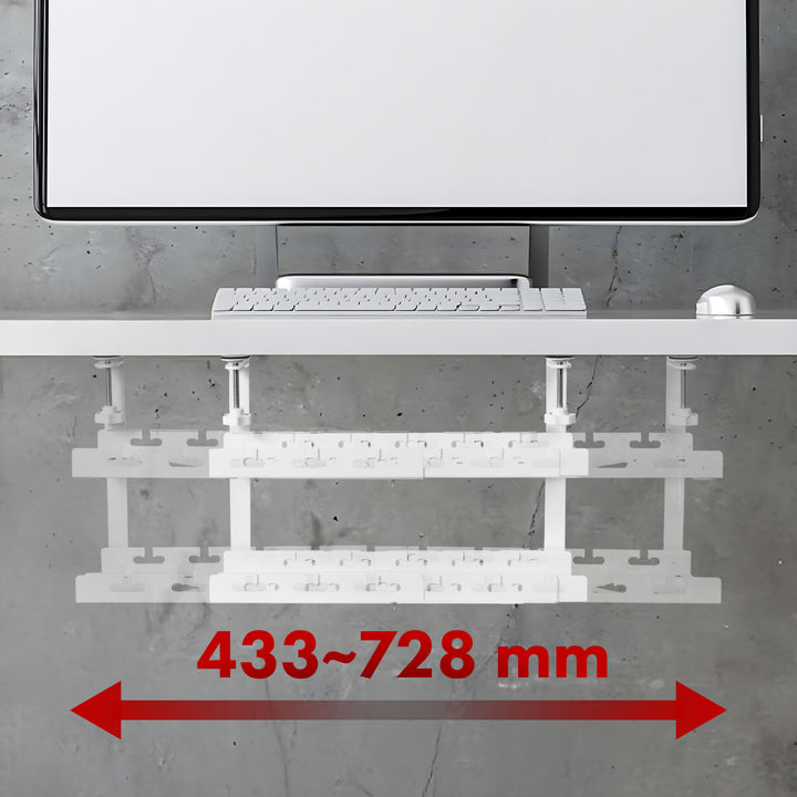 Organizzatore di cavi sotto la scrivania Maclean, carico massimo 5 kg, massimo 728 mm, 2 livelli, bianco, MC-102 W. 728 mm, 2 livelli, bianco, MC-102 W