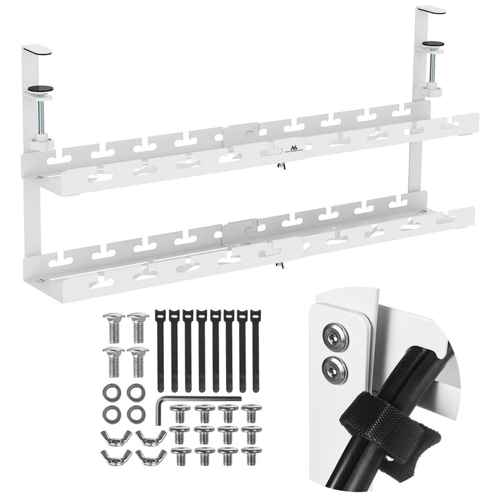 Organizzatore di cavi sotto la scrivania Maclean, carico massimo 5 kg, massimo 728 mm, 2 livelli, bianco, MC-102 W. 728 mm, 2 livelli, bianco, MC-102 W