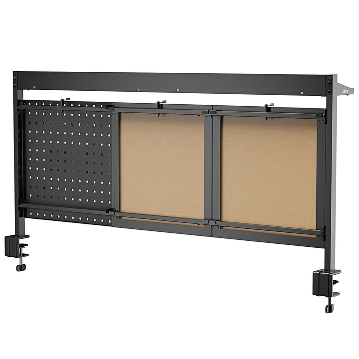 Divisorio / organizzatore per scrivania Ergo Office, carico massimo 10 kg, lavagna bianca e sughero, larghezza 1250 mm, nero,ER-300 B