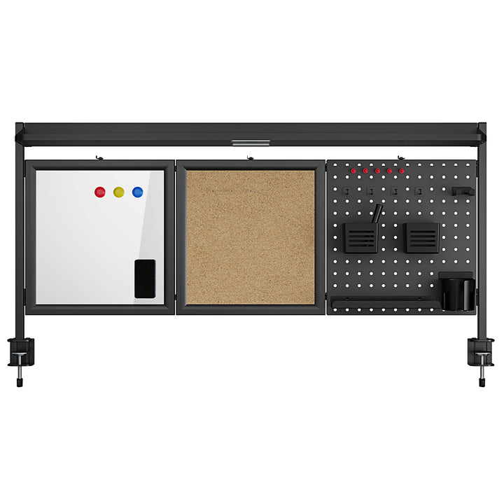 Divisorio / organizzatore per scrivania Ergo Office, carico massimo 10 kg, lavagna bianca e sughero, larghezza 1250 mm, nero,ER-300 B