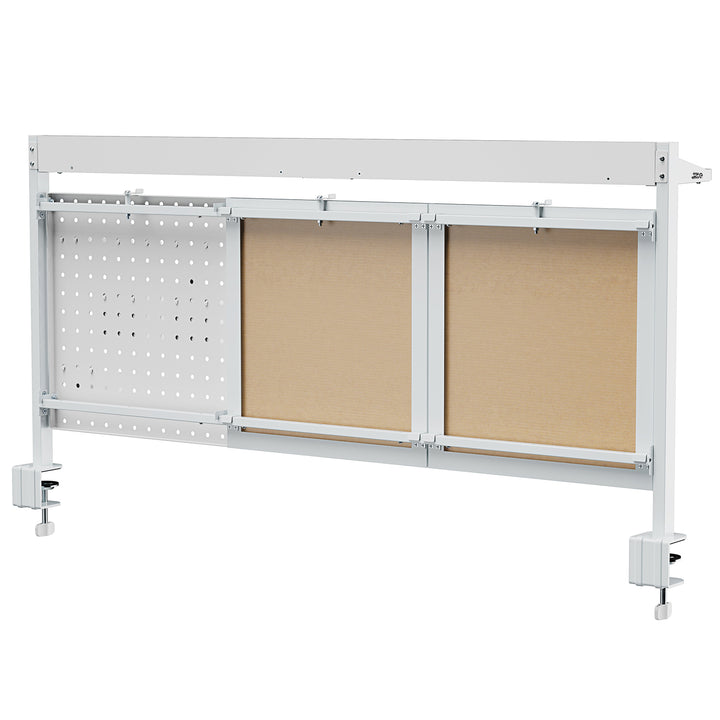 Divisorio / organizzatore per scrivania Ergo Office, carico massimo 10 kg, lavagna bianca e sughero, larghezza 1250 mm, bianco, ER-300 W