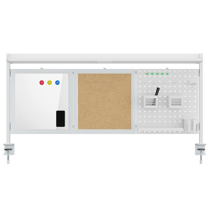 Divisorio / organizzatore per scrivania Ergo Office, carico massimo 10 kg, lavagna bianca e sughero, larghezza 1250 mm, bianco, ER-300 W