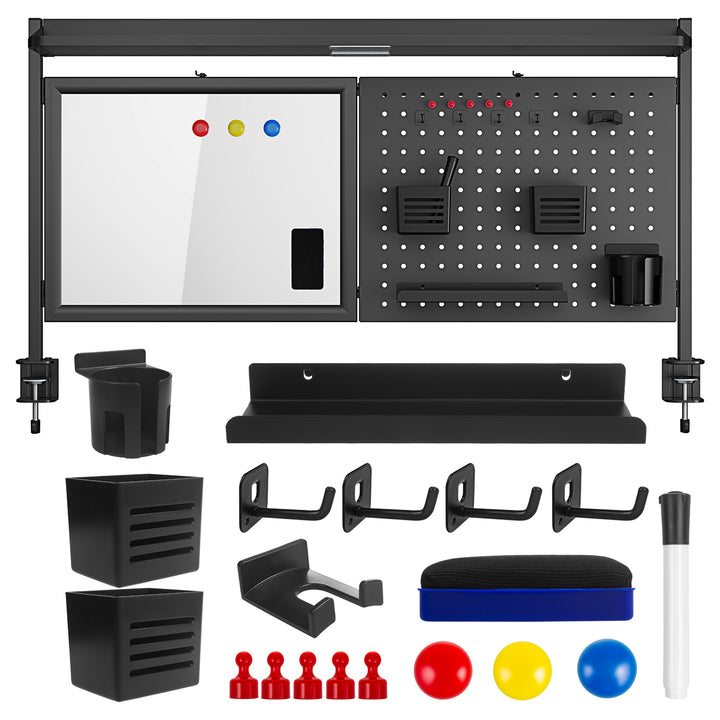 Divisorio per scrivania / organizzatore Ergo Office, carico massimo 10 kg, lavagna bianca, larghezza 1116 mm, nero, ER-301 B