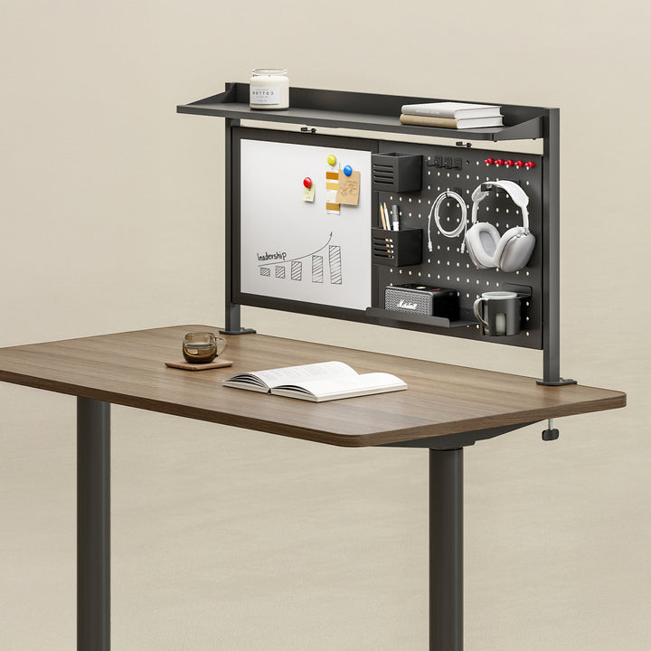 Divisorio per scrivania / organizzatore Ergo Office, carico massimo 10 kg, lavagna bianca, larghezza 1116 mm, nero, ER-301 B