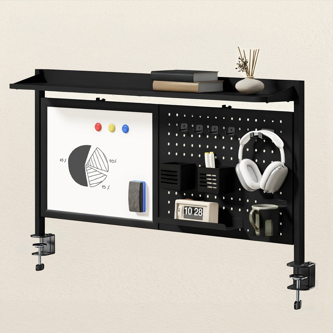 Divisorio per scrivania / organizzatore Ergo Office, carico massimo 10 kg, lavagna bianca, larghezza 1116 mm, nero, ER-301 B