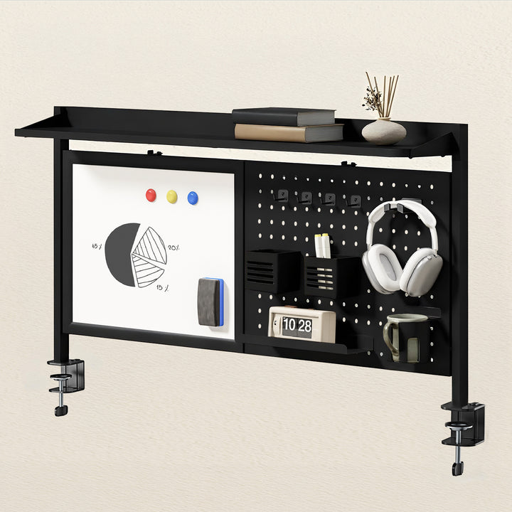 Divisorio per scrivania / organizzatore Ergo Office, carico massimo 10 kg, lavagna bianca, larghezza 1116 mm, nero, ER-301 B