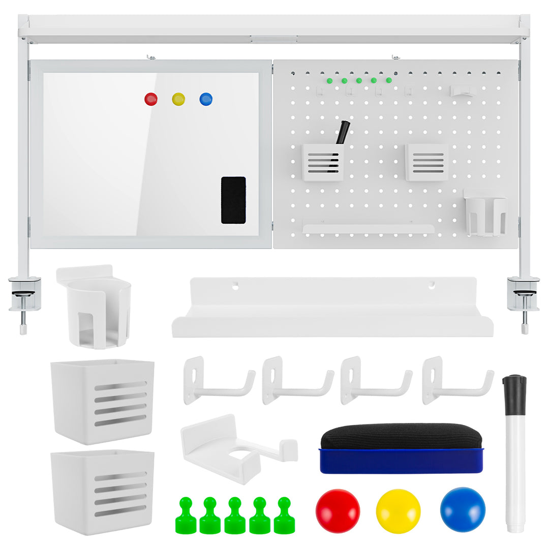 Divisorio / organizzatore per scrivania Ergo Office, carico massimo 10 kg, lavagna bianca, larghezza 1116 mm, bianco, ER-301 W