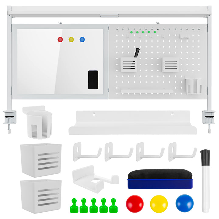 Divisorio / organizzatore per scrivania Ergo Office, carico massimo 10 kg, lavagna bianca, larghezza 1116 mm, bianco, ER-301 W