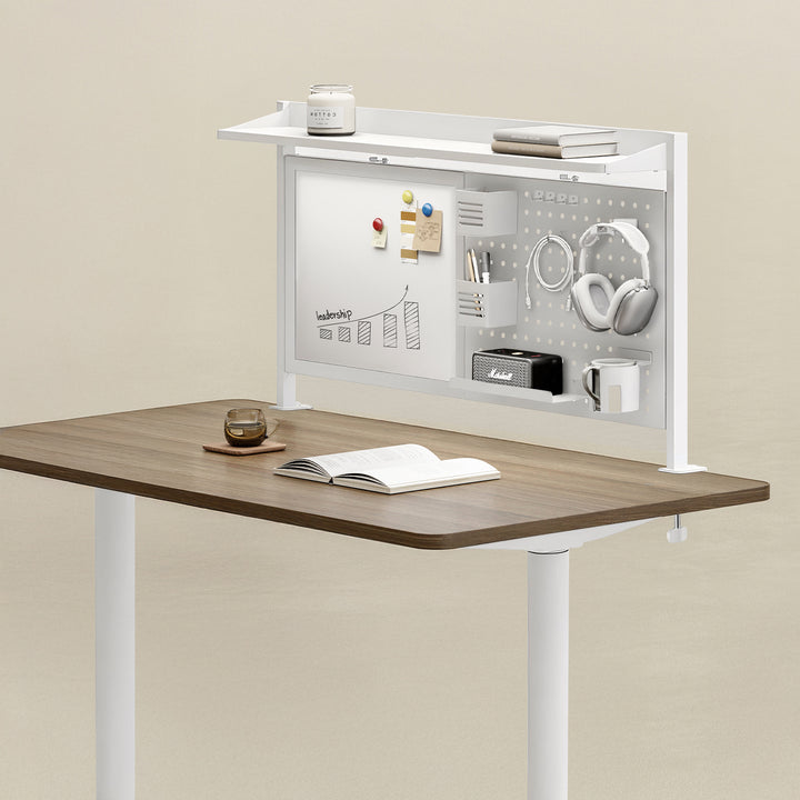 Divisorio / organizzatore per scrivania Ergo Office, carico massimo 10 kg, lavagna bianca, larghezza 1116 mm, bianco, ER-301 W