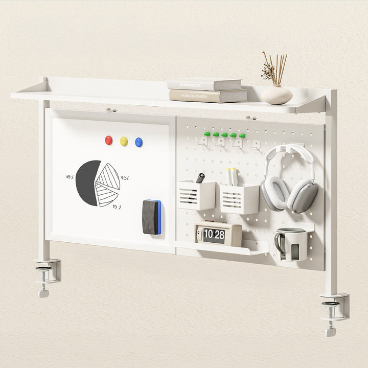 Divisorio / organizzatore per scrivania Ergo Office, carico massimo 10 kg, lavagna bianca, larghezza 1116 mm, bianco, ER-301 W