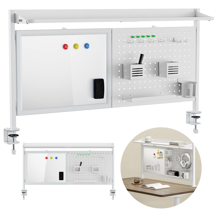 Divisorio / organizzatore per scrivania Ergo Office, carico massimo 10 kg, lavagna bianca, larghezza 1116 mm, bianco, ER-301 W