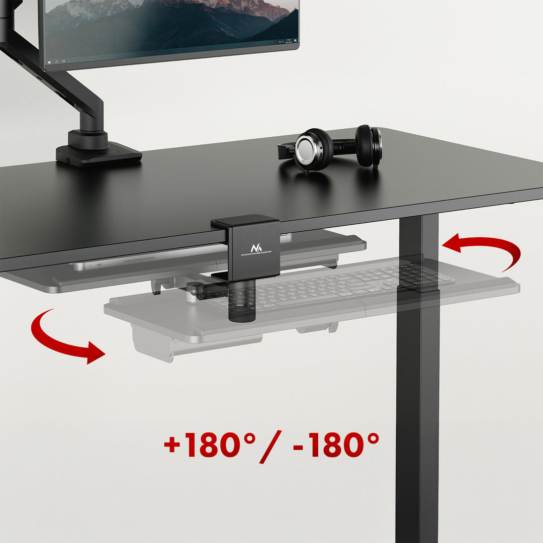 Supporto per tastiera Maclean undesk, carico massimo 5 kg, regolabile in orizzontale e verticale, nero, MC-108 B