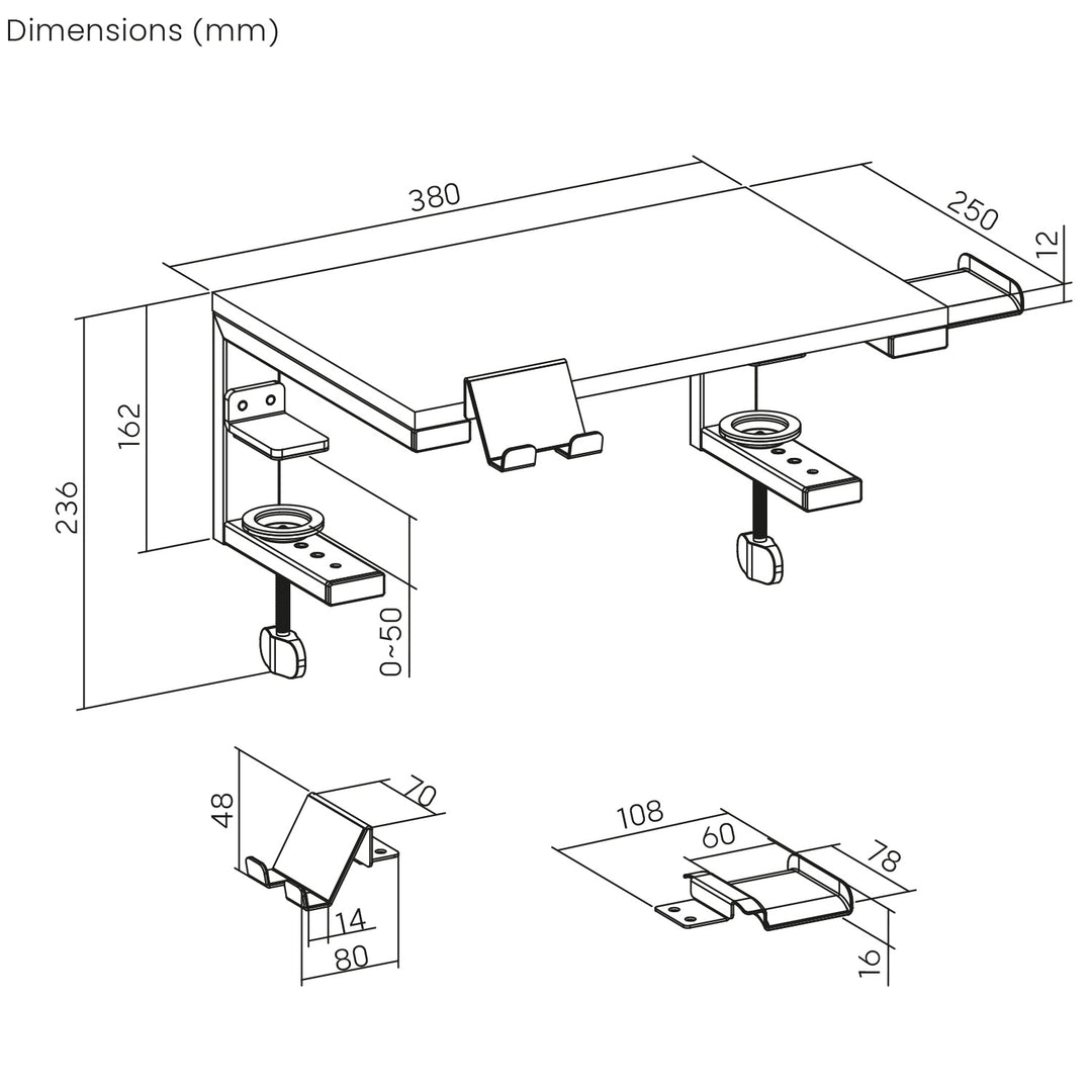 Supporto per laptop / monitor Ergo Office, carico massimo 20 kg, per diag. 13-32", nero, ER-303 B