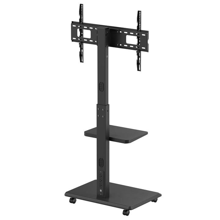 Supporto TV / carrello Ergo-Office, carico massimo 50kg / ripiano 5kg, max. VESA 600x400, presa di corrente integrata, nero, ER-304 B