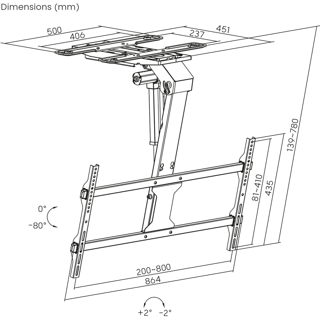 Supporto elettrico per TV Maclean, soffitto, supporto Tuya, max. VESA 800x400, per TV 43-86", max. 45 kg, MC-110 T