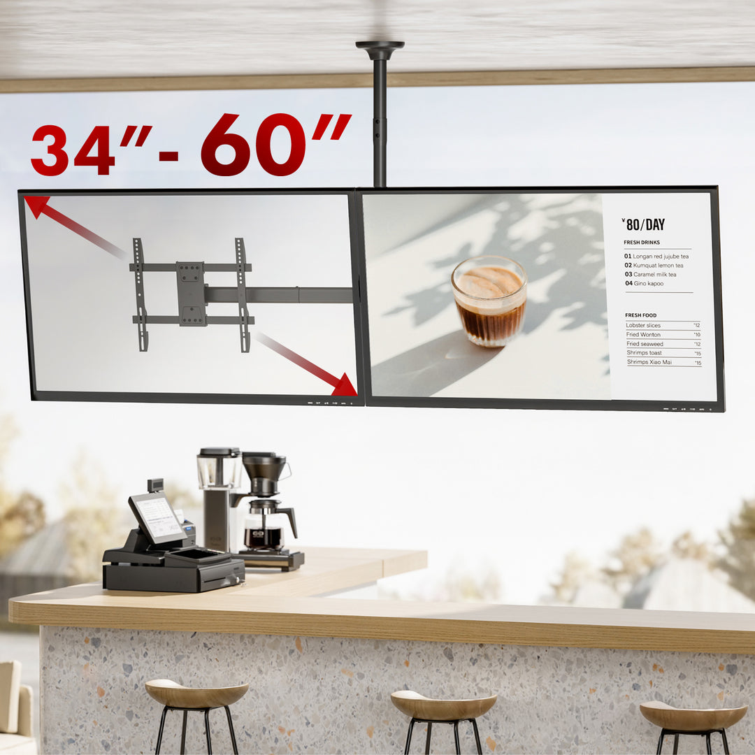 Supporto a soffitto Maclean per due TV, carico massimo 2x40kg, 34-60", max VESA 600x400, MC-111 B