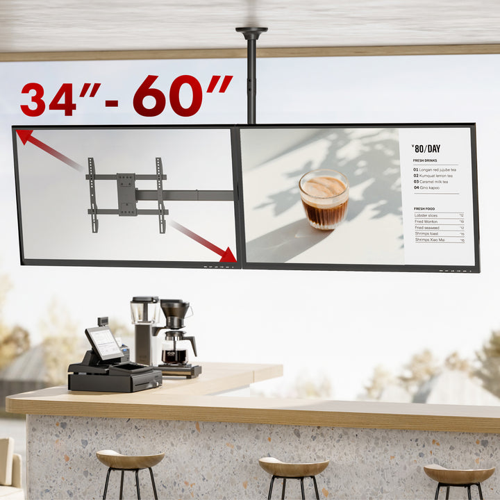 Supporto a soffitto Maclean per due TV, carico massimo 2x40kg, 34-60", max VESA 600x400, MC-111 B