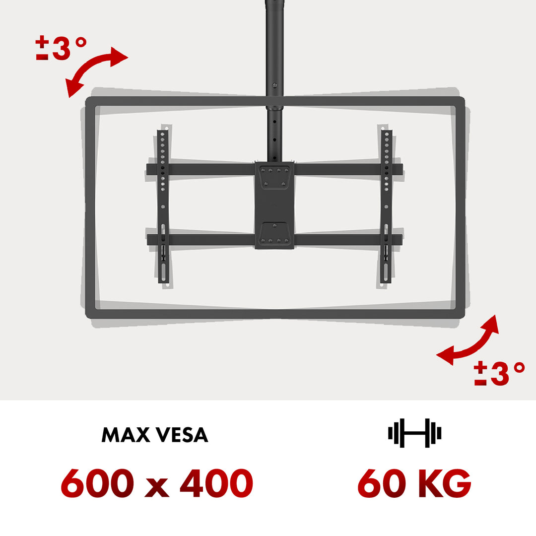 Staffa a soffitto per TV Maclean, carico massimo 60 kg, 43-86", max VESA 600x400, MC-112 B