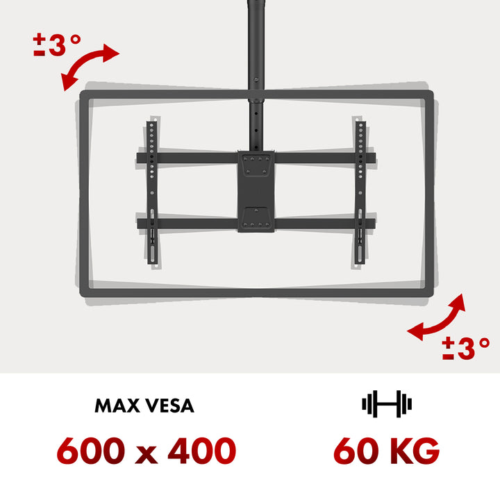 Staffa a soffitto per TV Maclean, carico massimo 60 kg, 43-86", max VESA 600x400, MC-112 B