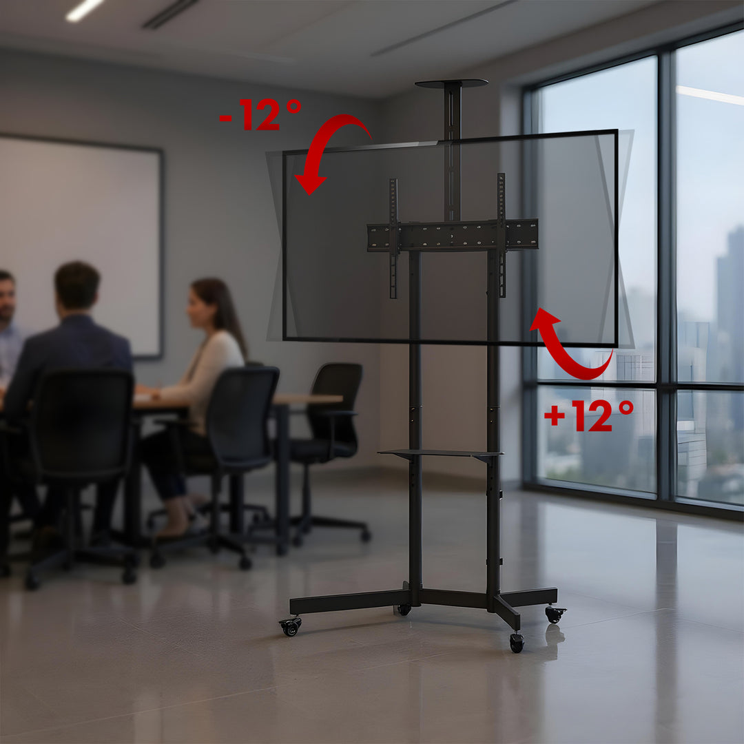 Supporto TV / carrello Maclean, ripiano per telecamera, su ruote, 37-70", carico massimo 45kg/5kg ripiano, max. VESA 600x400, MC-113 B