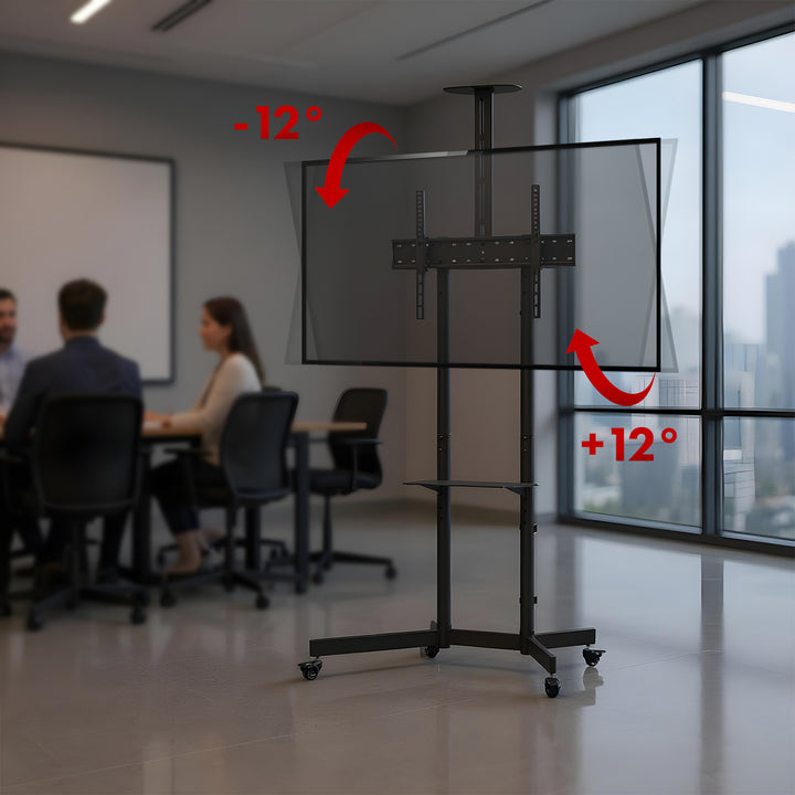 Supporto TV / carrello Maclean, ripiano per telecamera, su ruote, 37-70", carico massimo 45kg/5kg ripiano, max. VESA 600x400, MC-113 B