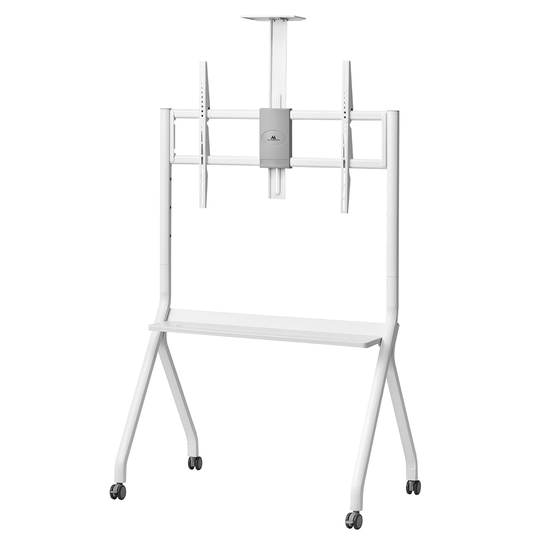 Supporto TV / carrello Maclean, ripiano per telecamera, su ruote, 55-100", carico massimo 120kg/10kg ripiano, max. VESA 900x600, bianco, MC-114 W