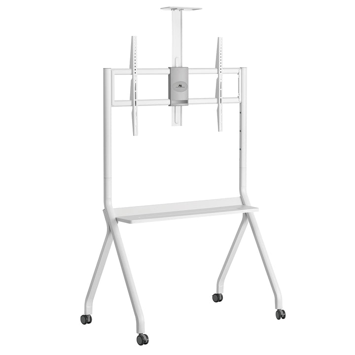 Supporto TV / carrello Maclean, ripiano per telecamera, su ruote, 55-100", carico massimo 120kg/10kg ripiano, max. VESA 900x600, bianco, MC-114 W