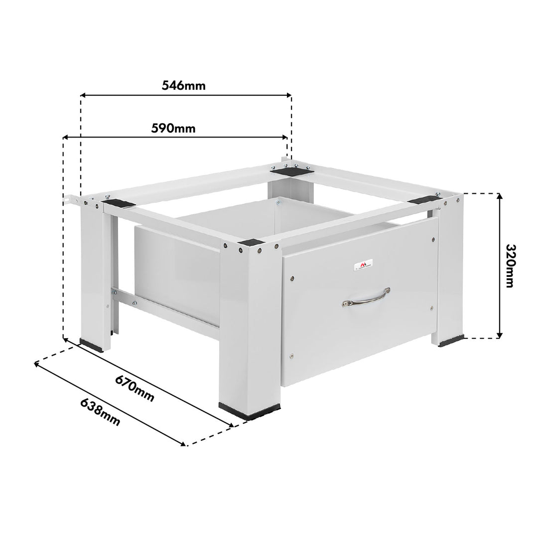 Base per lavatrice/asciugatrice con cassetto Maclean, carico massimo 150 kg, bianca, MC-117 W