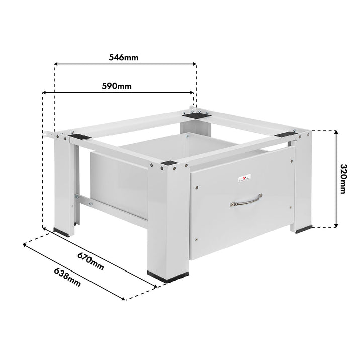 Base per lavatrice/asciugatrice con cassetto Maclean, carico massimo 150 kg, bianca, MC-117 W