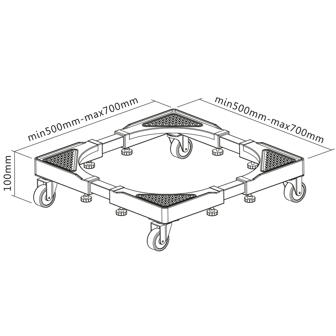 Supporto mobile per lavatrice Maclean, con rotelle, larghezza 500-700 mm, universale, fino a 200 kg, MC-118 B