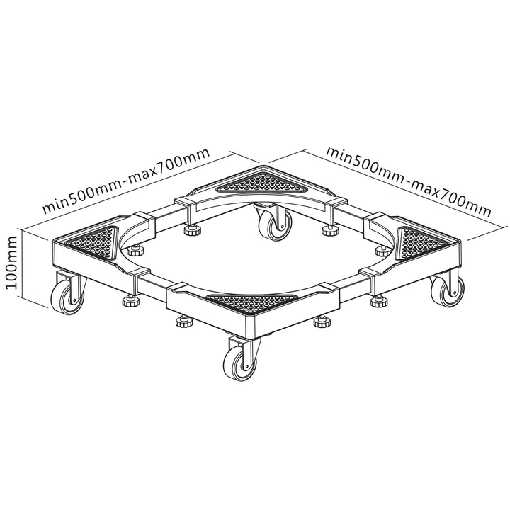 Supporto mobile per lavatrice Maclean, con rotelle, larghezza 500-700 mm, universale, fino a 200 kg, MC-118 B