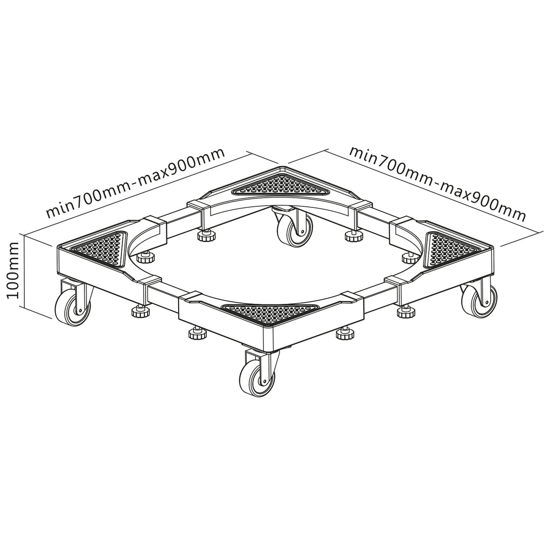 Supporto mobile per lavatrice Maclean, con rotelle, larghezza 700-900 mm, universale, fino a 200 kg, MC-119 B