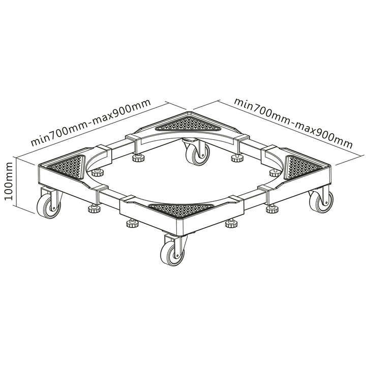 Supporto mobile per lavatrice Maclean, con rotelle, larghezza 700-900 mm, universale, fino a 200 kg, MC-119 B