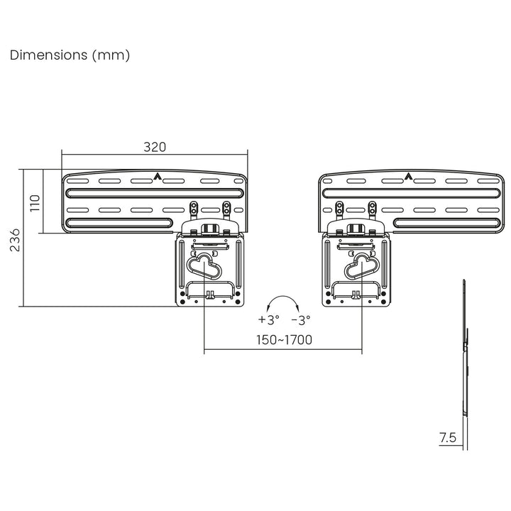 Staffa per TV Maclean, compatibile con TV QLED Samsung, 43"-85", max. 60 kg, MC-806 N