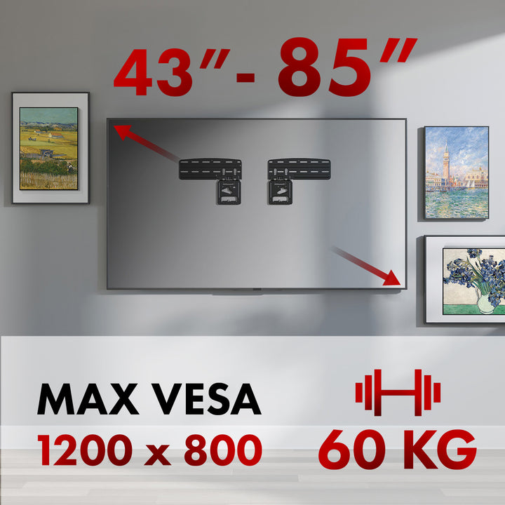 Staffa per TV Maclean, compatibile con TV QLED Samsung, 43"-85", max. 60 kg, MC-806 N