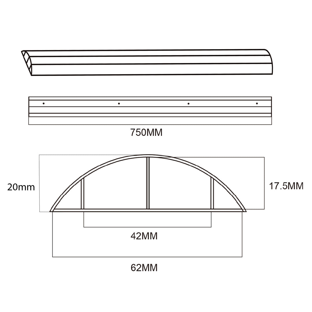 Striscia copricavo Maclean in alluminio, 62x20x750mm, bianco, MC-814 W