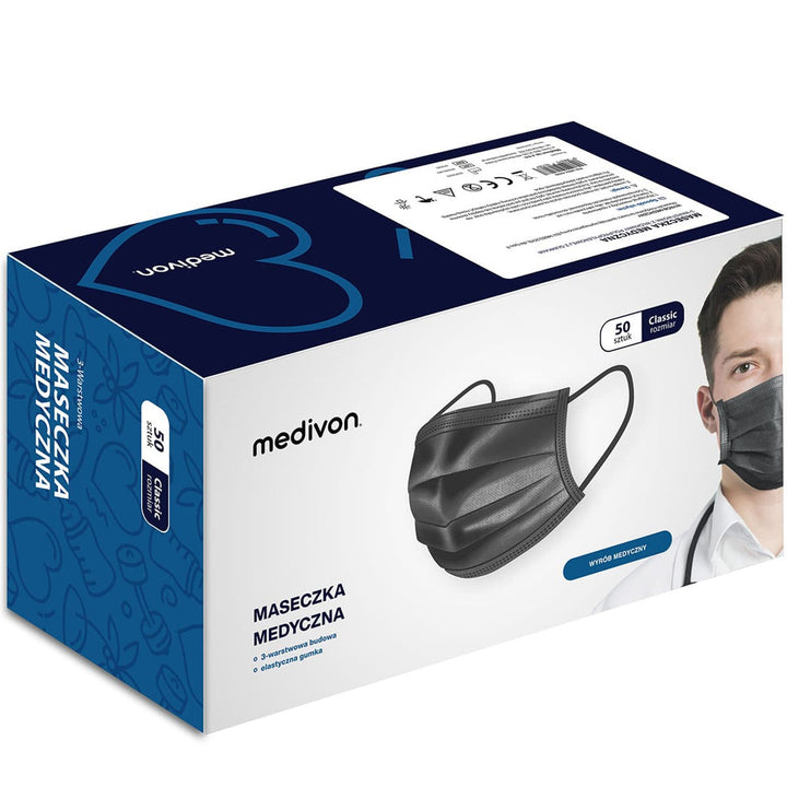 Medivon MDV-4430 maschera protettiva chirurgica antivirale di tipo II, 3 strati, 50 pz.